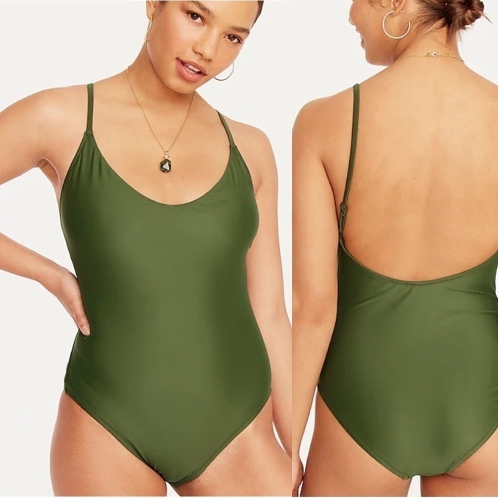 J.Crew Green Scoopneck One Piece Swimsuit